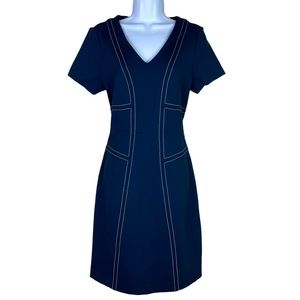 Brooks Brothers Red Fleece New Top Stitched Ponte Knit A-line Dress Navy Size S